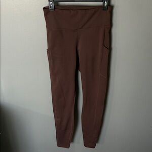 Fabletics Women's Brown fleece lined Leggings with pockets size medium